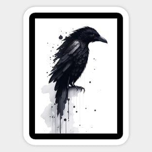 Black Crow on White Background Sticker